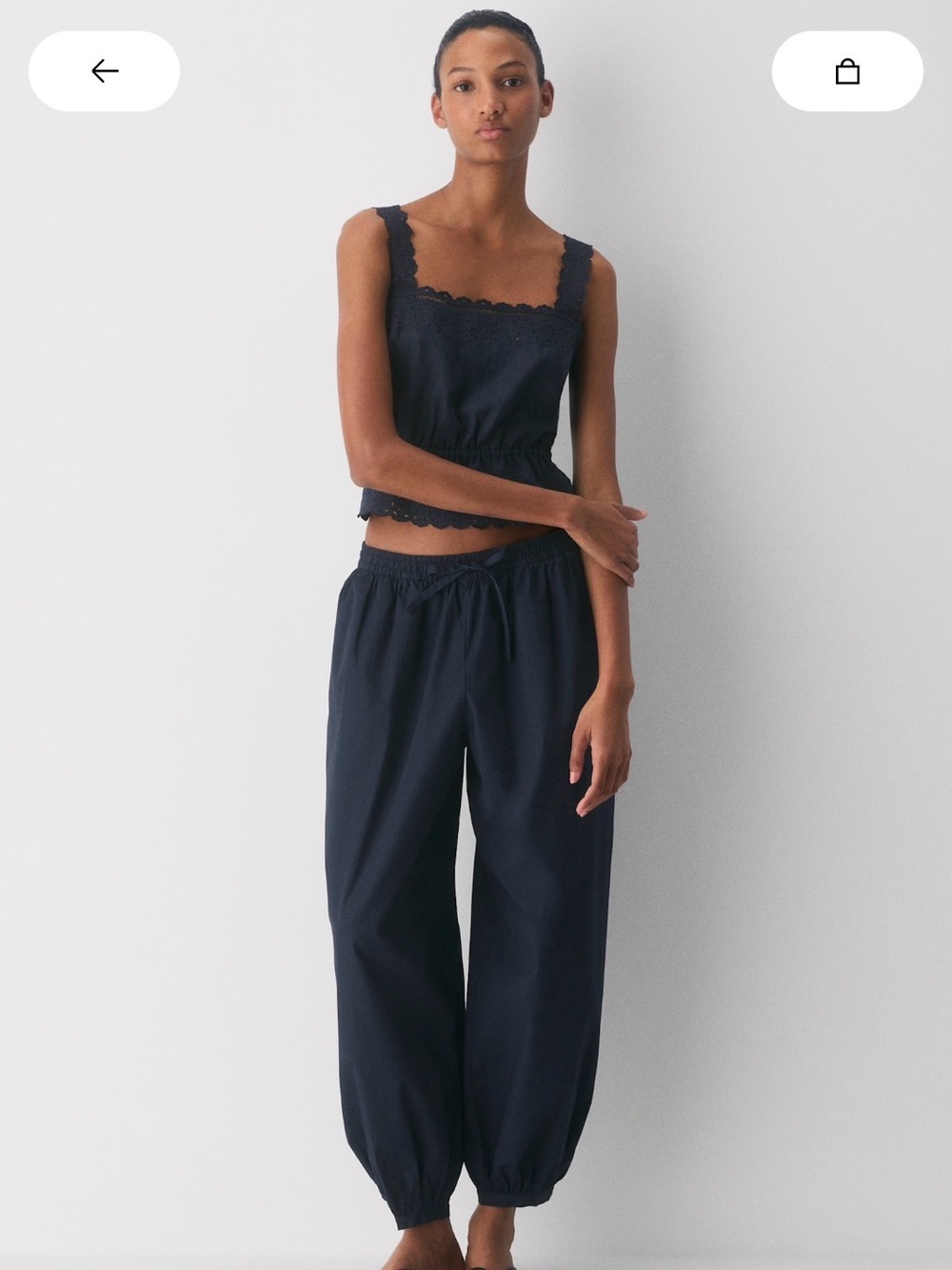Aritzia Navy Elastic-Hem Wide Leg Track Pants